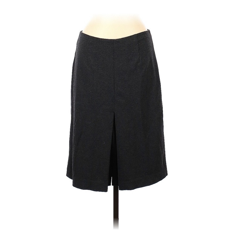 Ann Taylor Gray Ponte Knit Long Skirt Size 6 Flat Front Inverted pleat Back Zip
